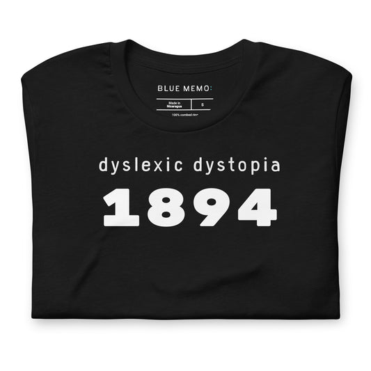dyslexic dystopia orwell shirt flat lay