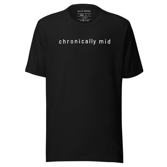 chronically mid black t-shirt front view