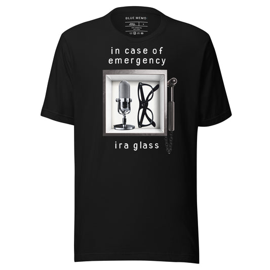 in case of emergency ira glass black t-shirt front view