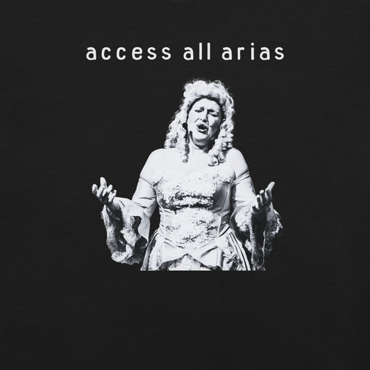 access all arias singer shirt flat lay
