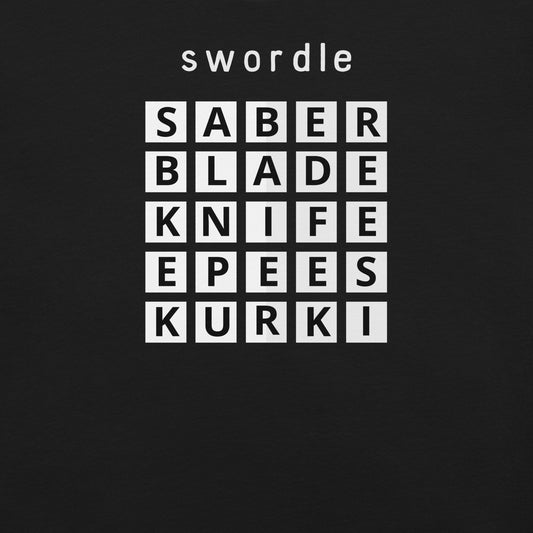 swordle word game shirt flat lay