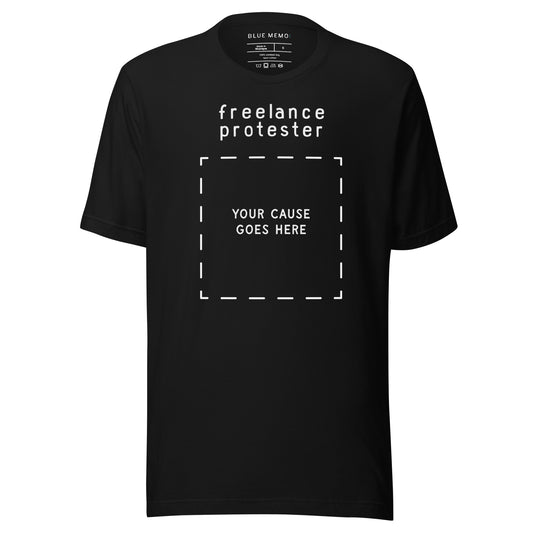 freelance protester black t-shirt front view