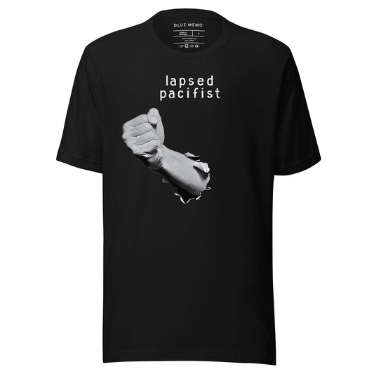lapsed pacifist black t-shirt front view
